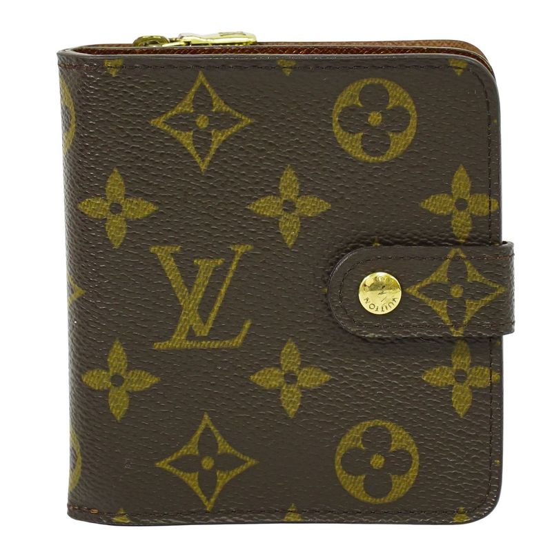 Authentic Louis Vuitton LV Compact Zip Monogram Fold Wallet Brown M61667