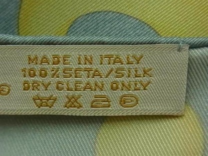 Bvlgari 100% Silk Large Scarf Shawl Women's Cream And Blue Fc5968