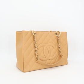 Chanel Chain Tote Bag Coco Mark Caviar Skin Reprint Tote GST