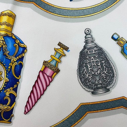 Hermes Scarf Carr 90 Pink White Perfume Bottle Cleaned