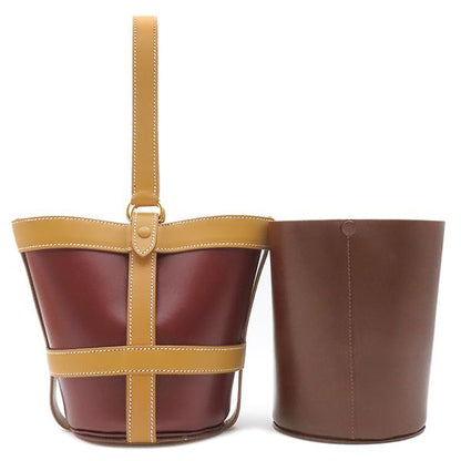 Hermes Handbag Muselière 2 Box Calf Rouge Vif X Natural X Havana Gold Hardware