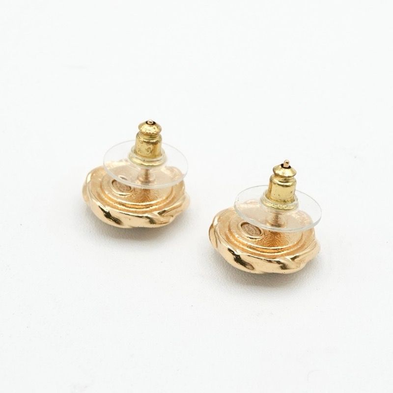 Chanel Earrings Earring Gold Black Coco Mark