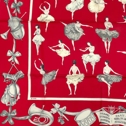 Hermes Carre 90 Silk Scarf La Danse La Danse Ballerina Red