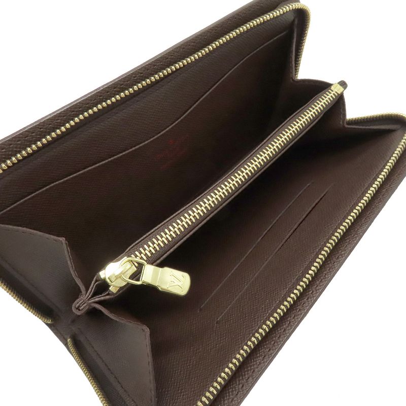 Louis Vuitton Long Wallet Porte Monejip Damier Canvas Damier Ebene Gold