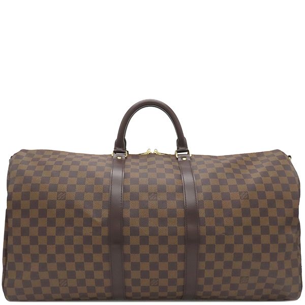 Louis Vuitton Boston Bag Keepall Bandouliere 55 Damier Canvas Damier Ebene Gold