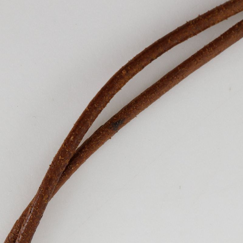 Hermes Bamboo Halter Leather X Metal Silver/brown Ladies 32g Necklace