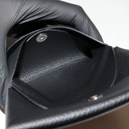 Hermes Coin Case Foldable Card Case Calvi Duo Epson Black Silver Hardware