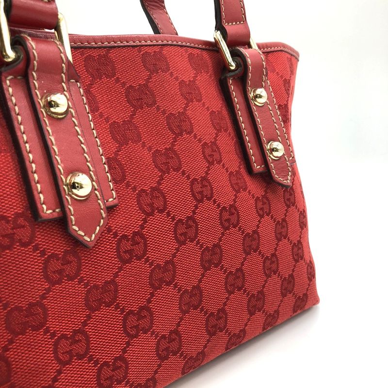 Gucci 257249 Handbag Mini Bag Small Red GG Canvas/leather Ladies Fashion