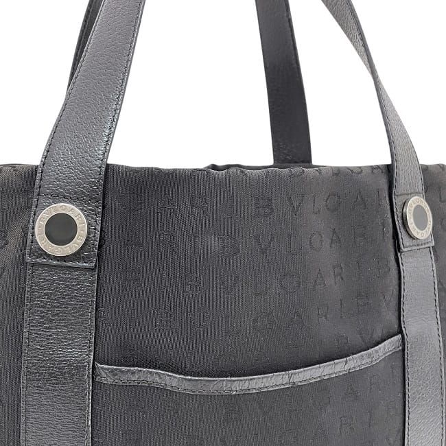 Bulgari Tote Bag Black Logomania Light Nylon Leather Preowned