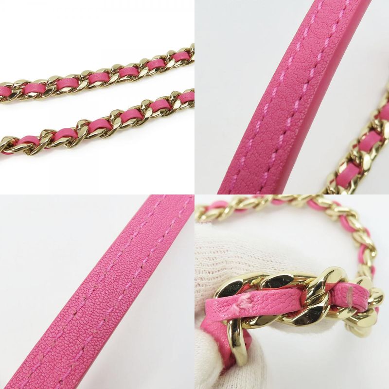 Chanel Shoulder Bag Matelasse Chain Leather Pink Gold Hardware Crossbody Coco