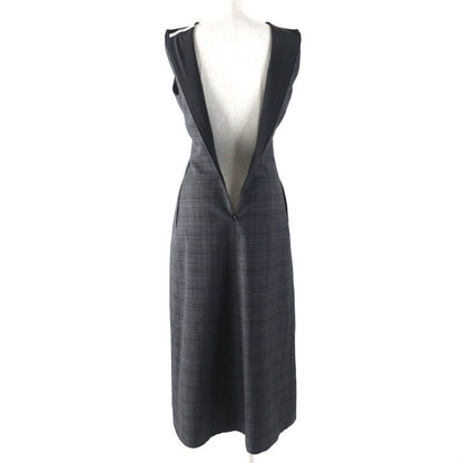 Christian DIOR 2023 341r30a1518 100% Wool Check Sleeveless Dress With Ribbon