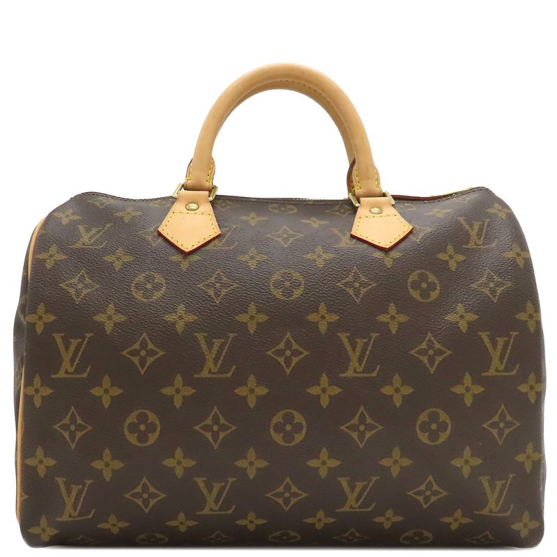 Louis Vuitton Handbag Speedy 30 Monogram Canvas Monogram Gold Hardware Brown