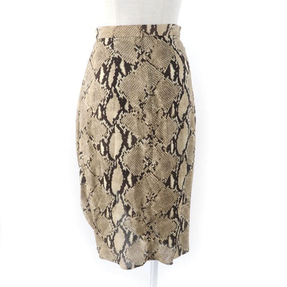 Celine 22AW 2j517879s 100% Silk Python Print Knee-length Draped Skirt Brown 34