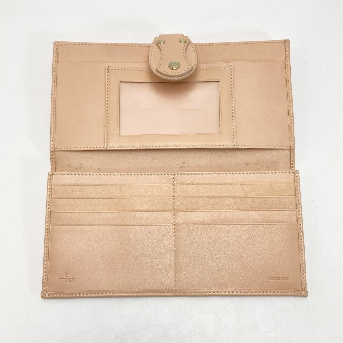 Fendi Zucca Pattern W Hook Long Wallet Brown X Pink Canvas/leather