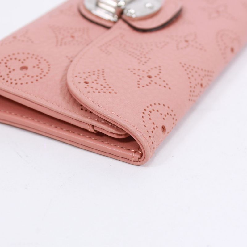 Louis Vuitton Portefeuille Amelia Mahina Leather Pink Wallet Silver M58157