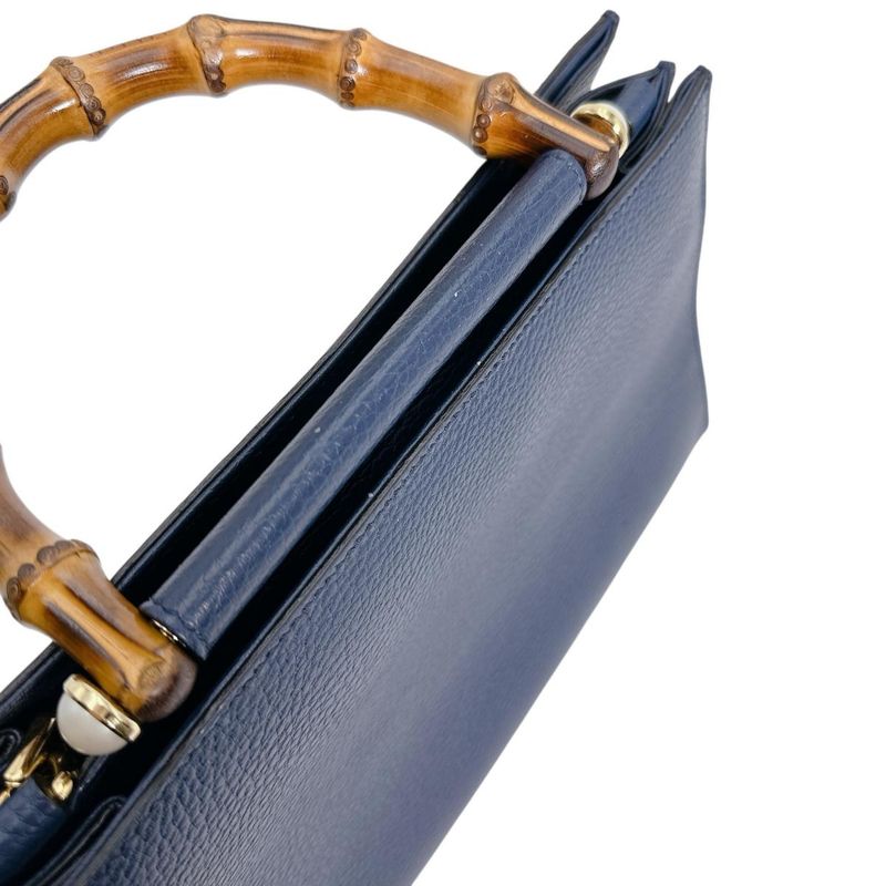 Gucci 470271 Leather Bamboo 2-way Handbag Gucci Blue