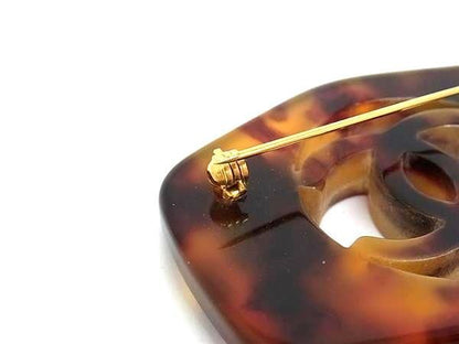 Chanel Coco Mark 97P Pin Brooch Pin Badge Accessories Ladies Brown Fb4100