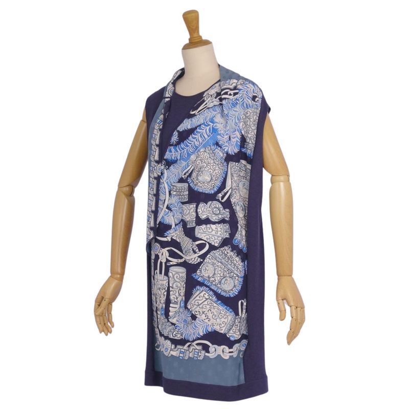 Hermes Dress Tunic Sleeveless Silk Cut-out
