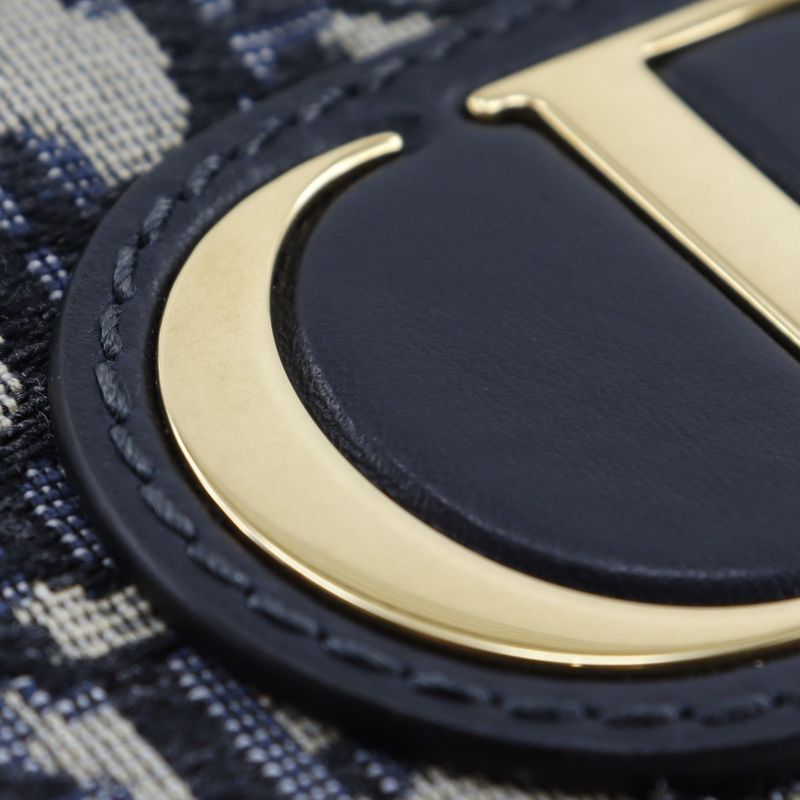 Dior Christian Dior 2WAY Waist Pouch Trotter Oblique Canvas X Leather Navy