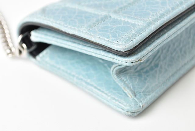 Christian Dior Chain Pouch Chain Mini Wallet Patent Leather