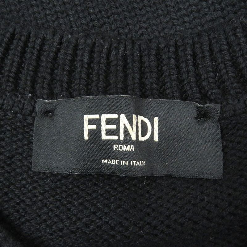 Fendi 2022 Fzx088 100% Wool FF Logo Zucca Bijoux Sweater Long Sleeve Knit