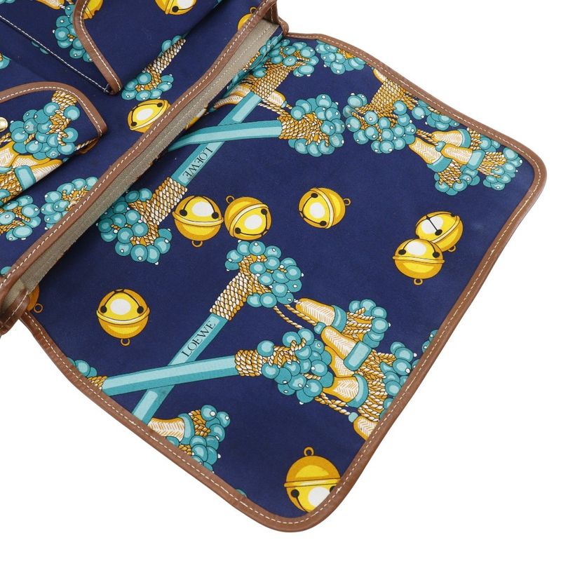 Loewe Collection Line Coleccion Jerez Vintage Canvas Navy Blue Women Shoulder