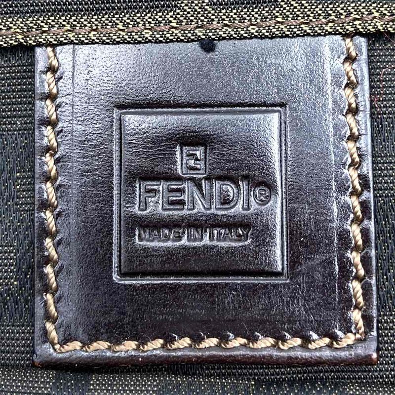 Fendi Handbag Khaki Nylon And Leather Zucca Women Men