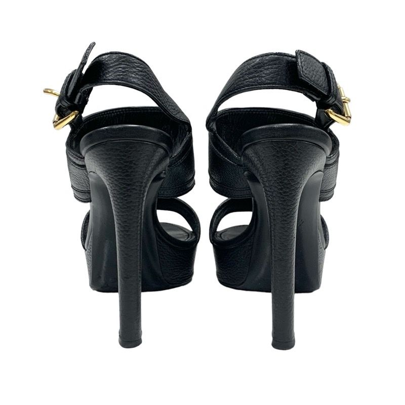 Louis Vuitton Horizon Line Sandals Shoes Leather Black Gold Lvhardware