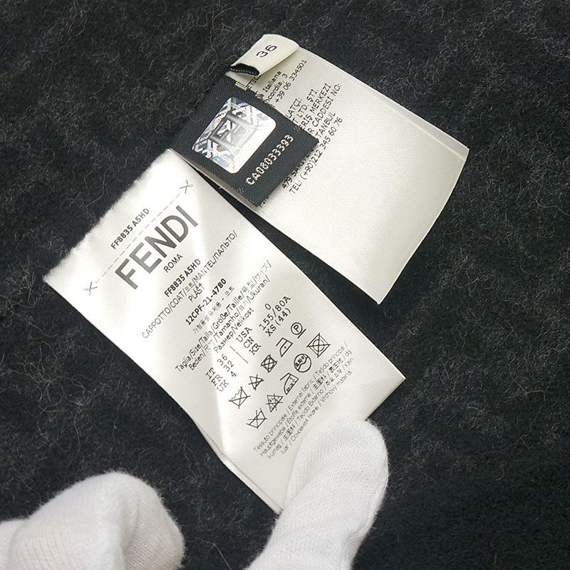Fendi Long Coat Ff8835 A5HD Wool Black Size 36