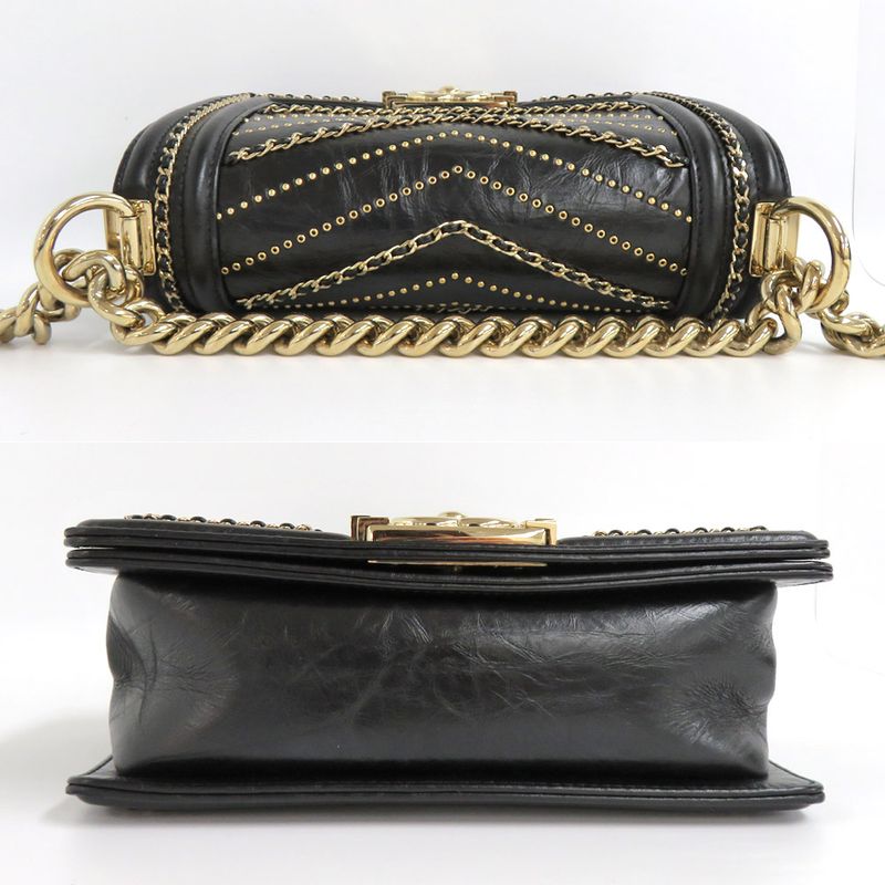 Chanel Boy Chanel 20 Chain Shoulder Flap Bag Cuff Black Studs Black