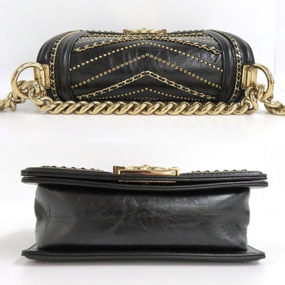 Chanel Boy Chanel 20 Chain Shoulder Flap Bag Cuff Black Studs Black