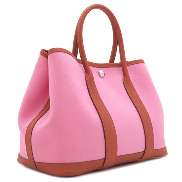 Hermes Tote Garden Party TPM Toile Officier Vache Country Pink and Rouge