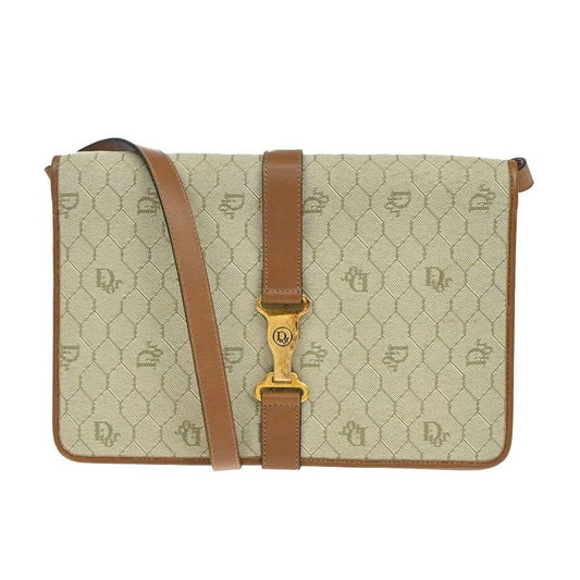 Christian DIOR Shoulder Bag Beige Canvas Leather 68ka786