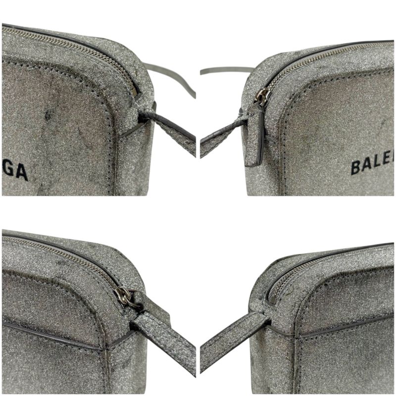 Balenciaga Camera Bag XS Everyday Mini Shoulder Bag Silver Lame Glitter Logo