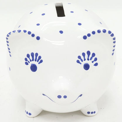 Tiffany & Co Piggy Bank Objet D'art Piggy Bank Ceramic White And Blue Pig Pig