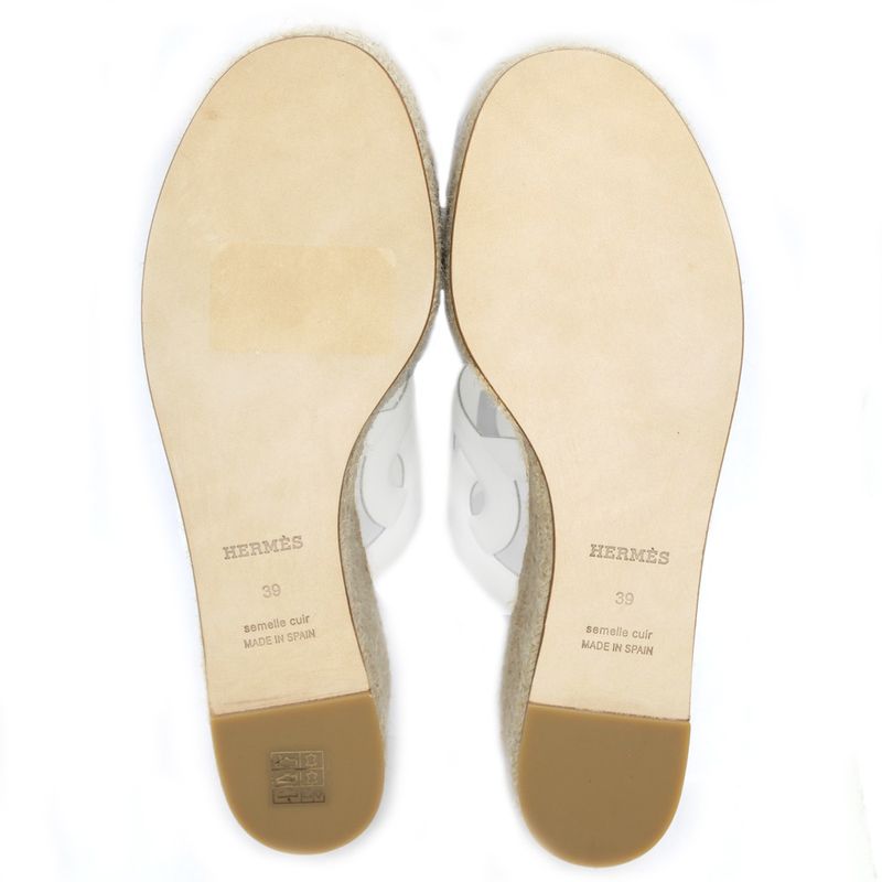 Hermes Espadrille Itea 30 Sandals Size 39 25cm (9.84in) White Thick
