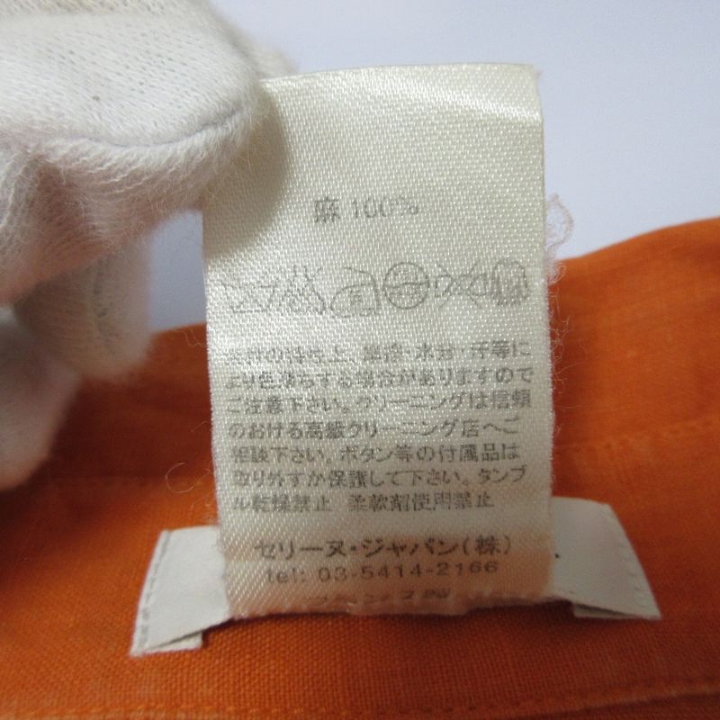 Good Celine 100% Linen Sleeveless Pullover Shirt Blouse Size 36 Orange Women