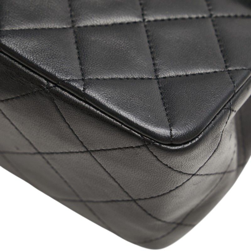 Chanel Matelasse Coco Mark Double Flap Black Gold Lambskin Women's Chanel