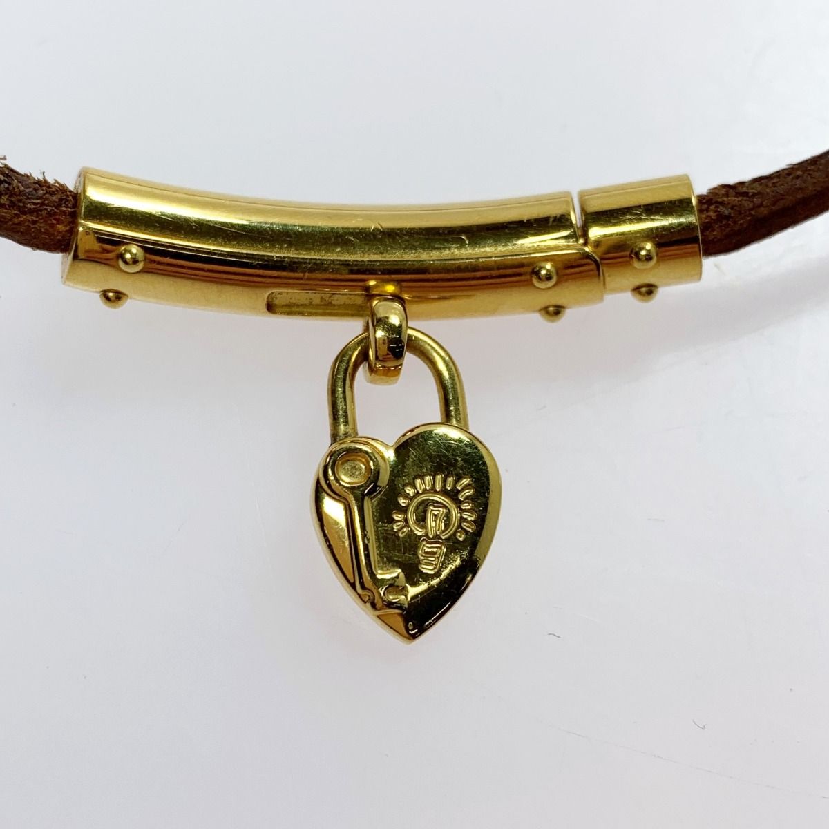 Hermes Viviride Heart Choker Leather Accessories Necklace