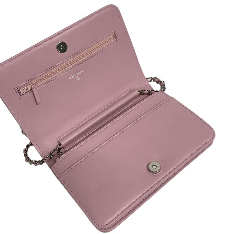 Chanel Wallet Boy Chanel Pink X White X Multi Chain Wallet / Silver Hardware