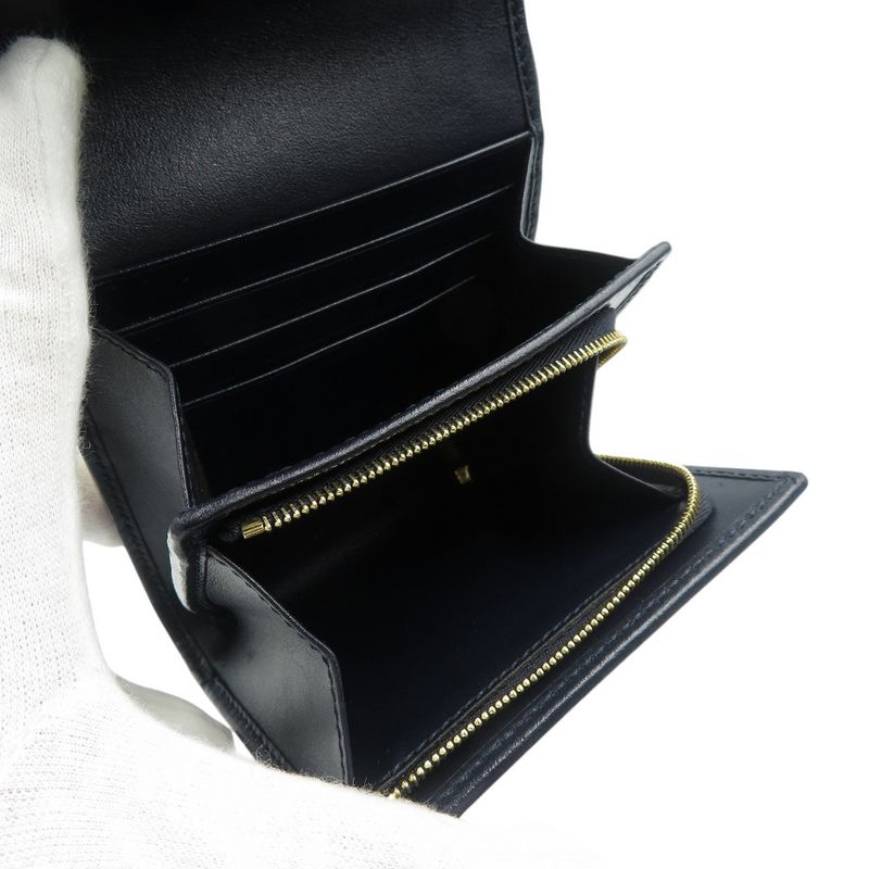 Gucci Horsebit 621891 Canvas Leather Gold Hardware Beige Black Bifold Wallet