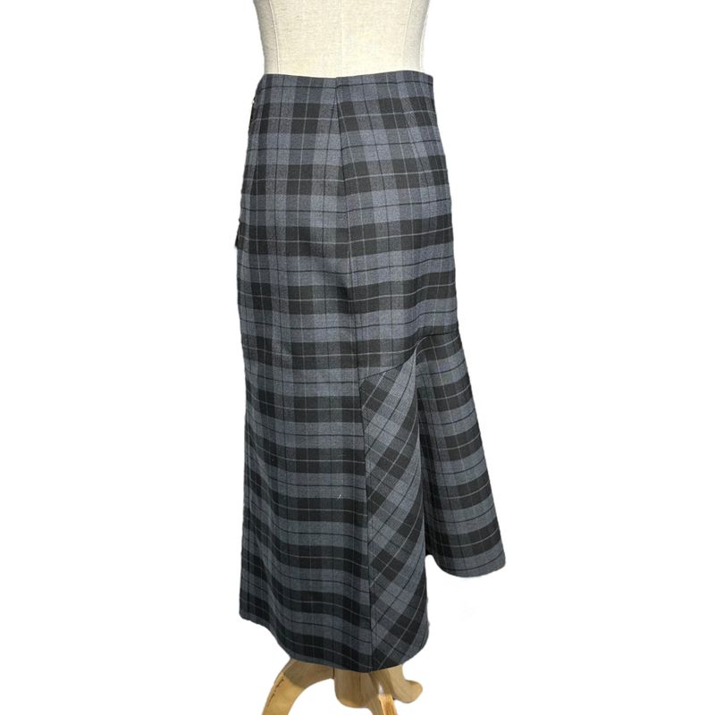 Balenciaga 19ss Plaid Draping Skirt Checked 3d Cut Skirt 34(xs) Gray×black