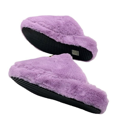 Versace Flat Shoes Fur Light Purple Gold Unused Mule Slippers
