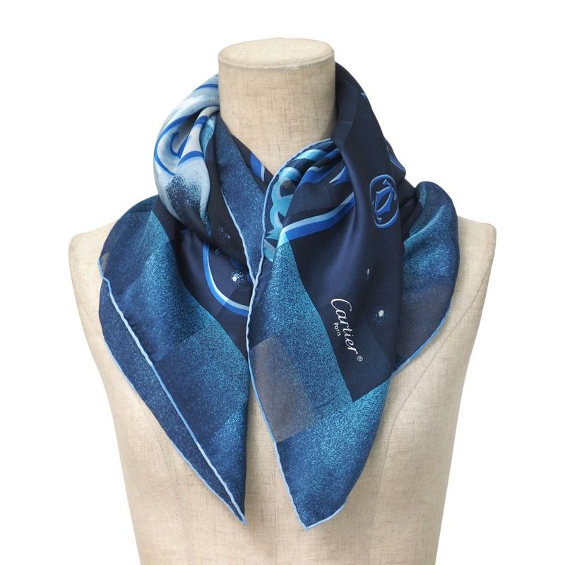 Cartier Scarf Double C Logo All Over Total Silk Large Shawl Scarf 20251015