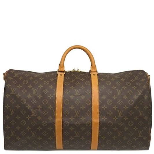 Louis Vuitton Boston Bag Keepall Bandouliere 55 Monogram Canvas Monogram Gold
