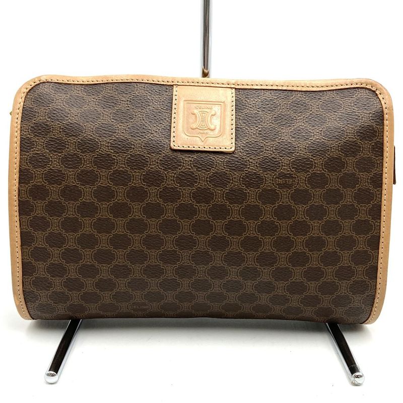 Celine M15/2 Second Bag Macadam Pattern PVC Brown Clutch Bag Ladies Men