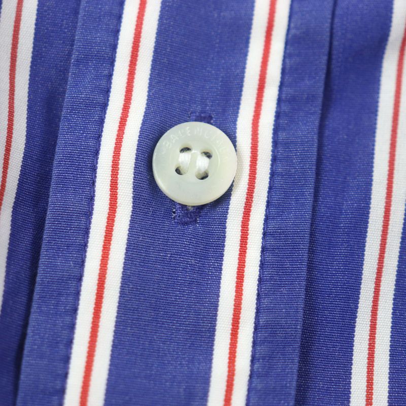 Balenciaga 21SS 642265 100% Cotton Stripe Logo Embroidery Oversized Long