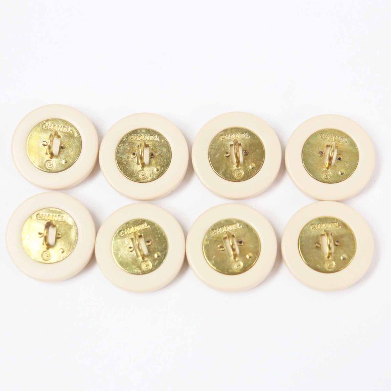 CHANEL Vintage Coco Mark Buttons 8 Pcs Beige Gold Ladies