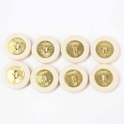 CHANEL Vintage Coco Mark Buttons 8 Pcs Beige Gold Ladies