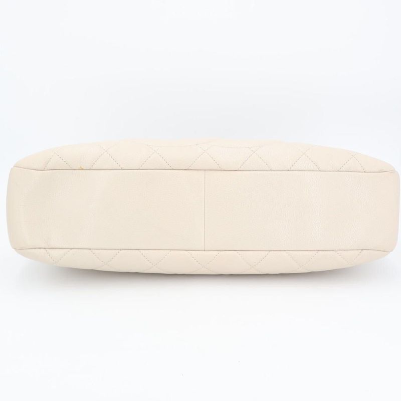 Chanel Chain Tote Bag Matelasse Coco Mark Gray-beige Soft Caviar Skin